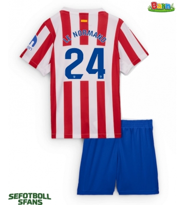 Atletico Madrid Robin Le Normand #24 Hemmaställ Barn 2025-26 Kortärmad (+ Korta byxor)